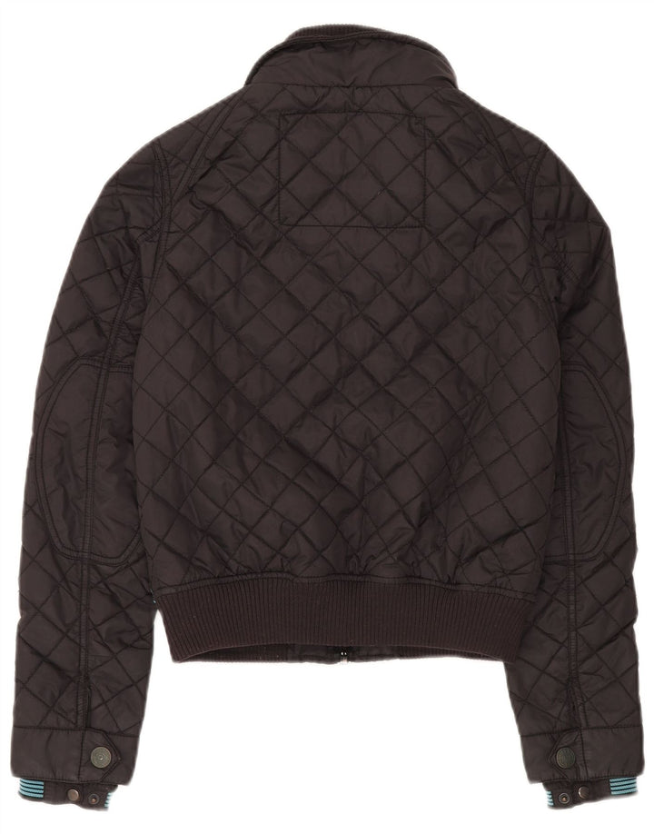 Superdry Damen Quilted Utility Jacke UK 10 Small Schwarzes Nylon