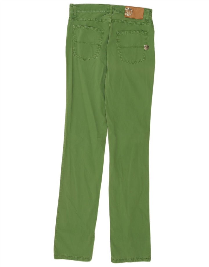 Trussardi Damen Straight Jeans W27 L32 Grüne Baumwolle