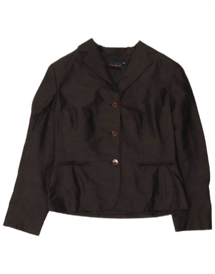 Luisa Spagnoli Damen 3-Knopf-Blazerjacke IT 46 Große schwarze Seide