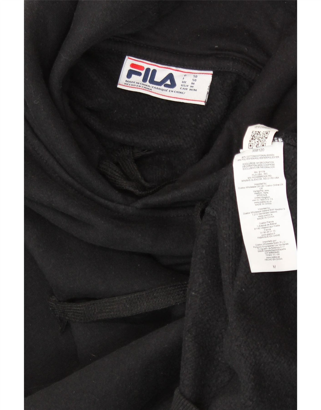 FILA Herren Kapuzenpullover aus mittelschwarzer Baumwolle