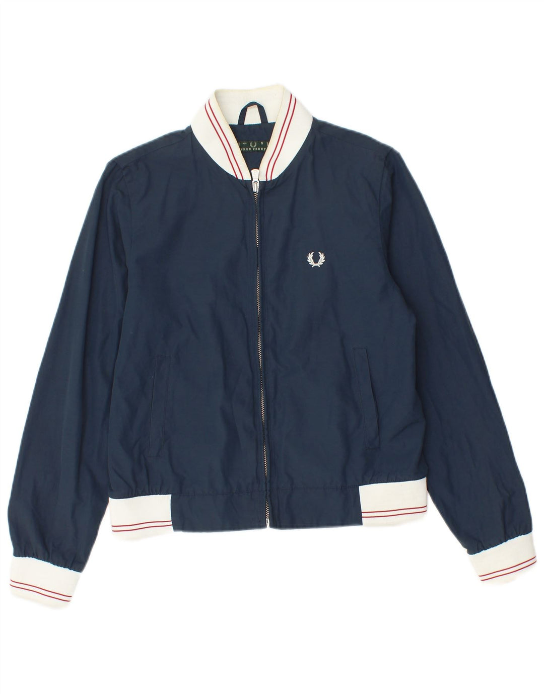 Fred Perry Damen Bomberjacke UK 10 Small Marineblaues Colourblock-Nylon