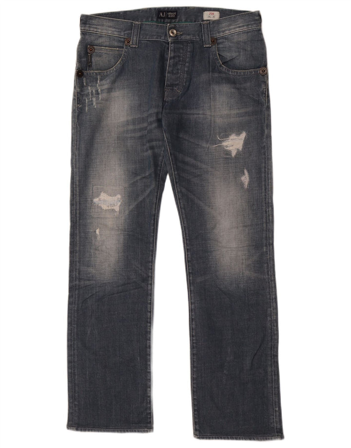 Armani Herren Distressed Slim Jeans W33 L32 Blaue Baumwolle