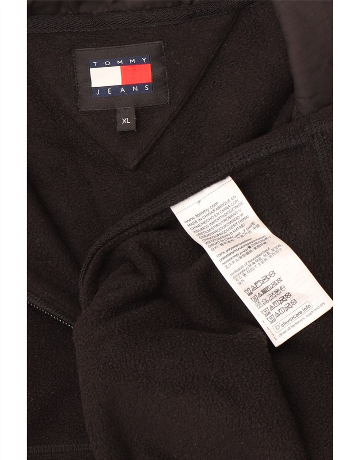 TOMMY HILFIGER Herren-Fleecepullover mit Reißverschluss, XL, schwarzes Polyester