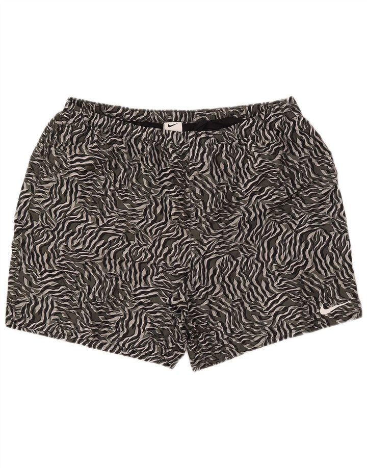 Nike Herren-Badeshorts 2XL Graues Polyester mit Animal-Print