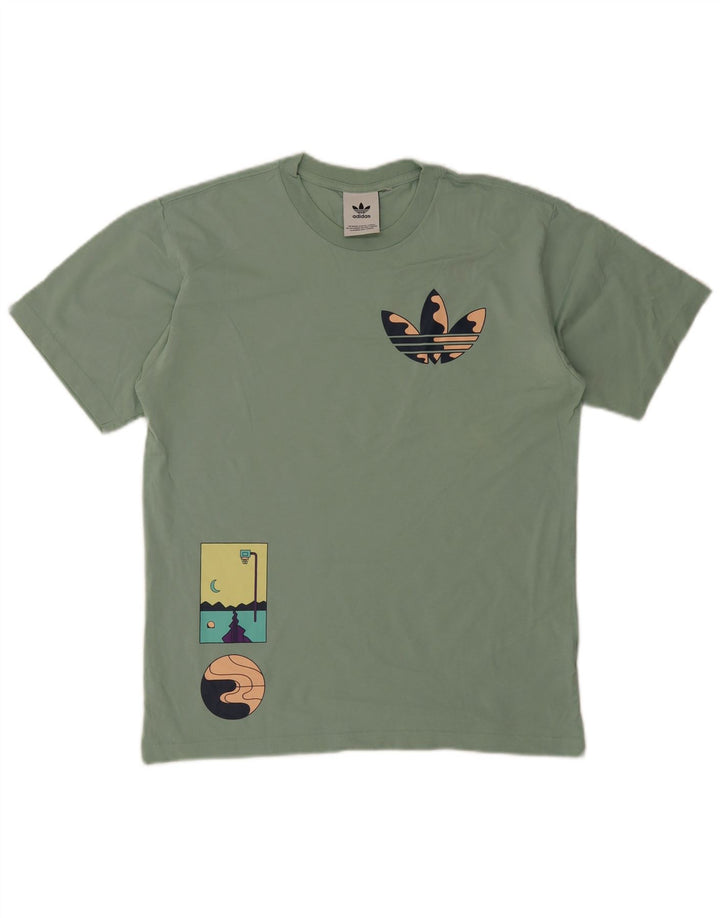Adidas Herren Grafik-T-Shirt aus mittelgrüner Baumwolle