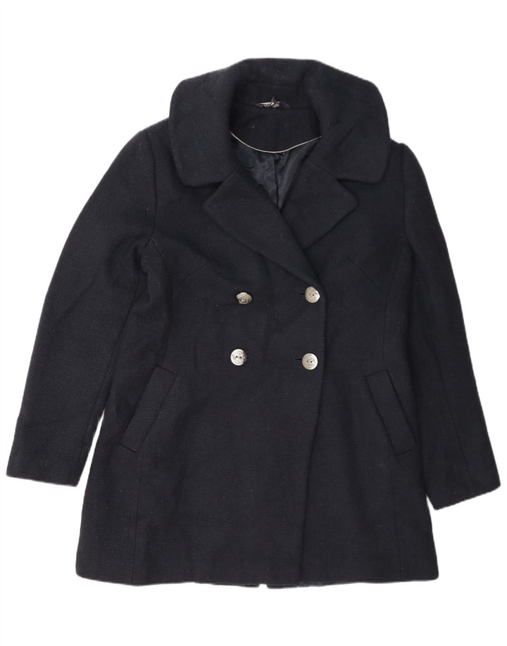 Marks & Spencer Zweireihiger Cabanmantel für Damen, UK 12, mittelmarineblaue Wolle