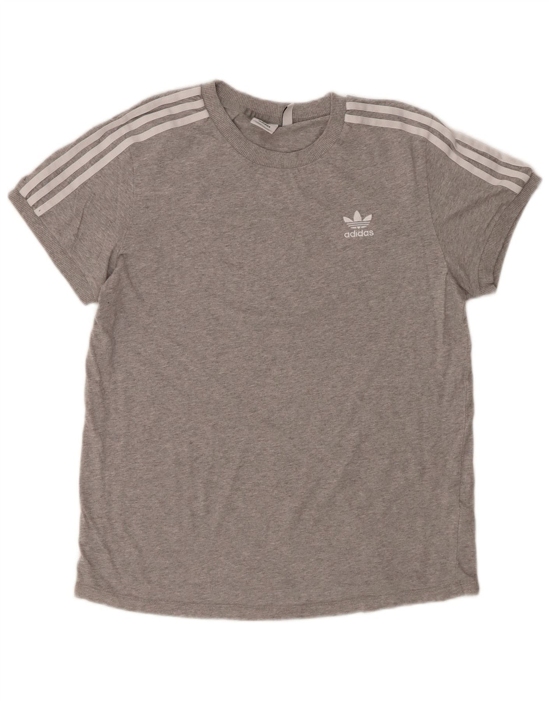 ADIDAS Damen T-Shirt Top UK 12 Mittelgrau gefleckte Baumwolle