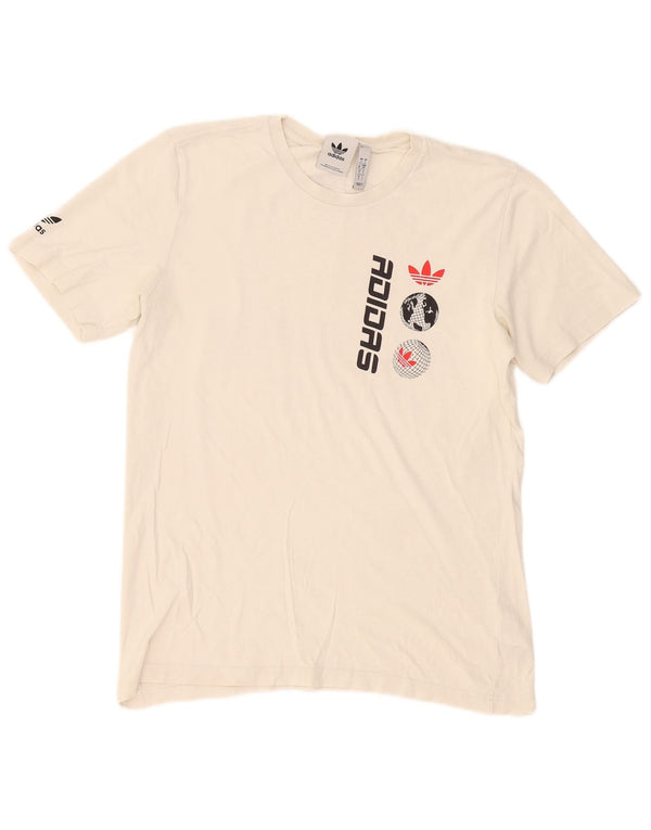 Adidas Herren Grafik T-Shirt Top Small Weiß Baumwolle