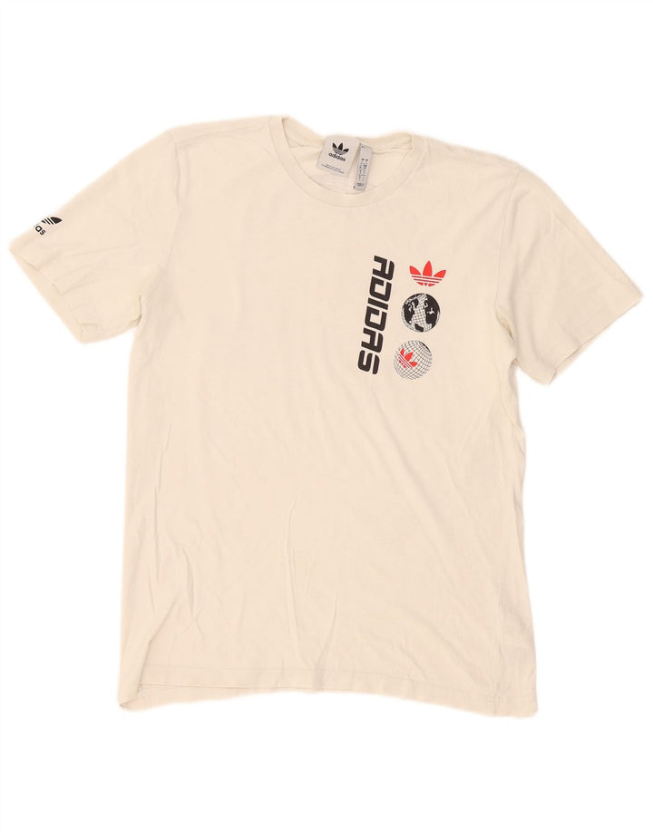 Adidas Herren Grafik T-Shirt Top Small Weiß Baumwolle