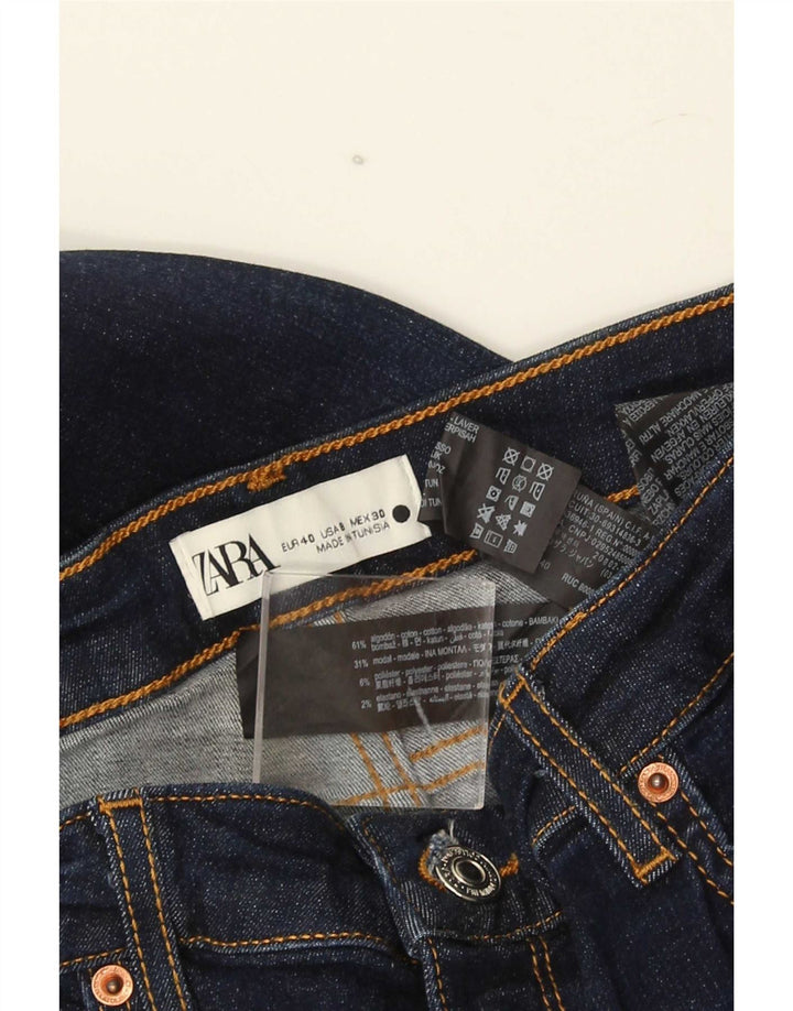 Zara Damen Slim Flared Jeans EU 40 Medium W30 L32 Marineblaue Baumwolle