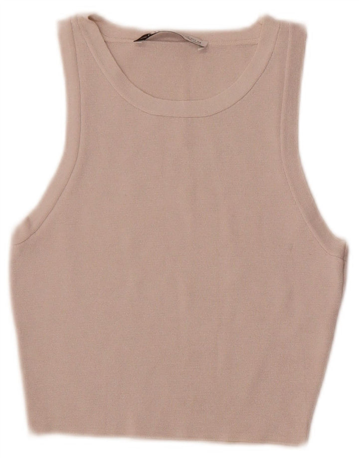 Zara Damen Crop Vest Top UK 4 XS Weiße Viskose