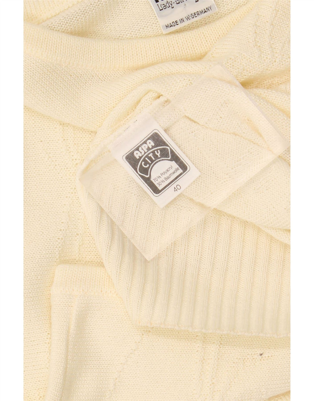 ASPA Womens Short Sleeve Crew Neck Jumper Sweater EU 40 Medium Yellow Vintage Aspa and Second-Hand Aspa from Messina Hembry 