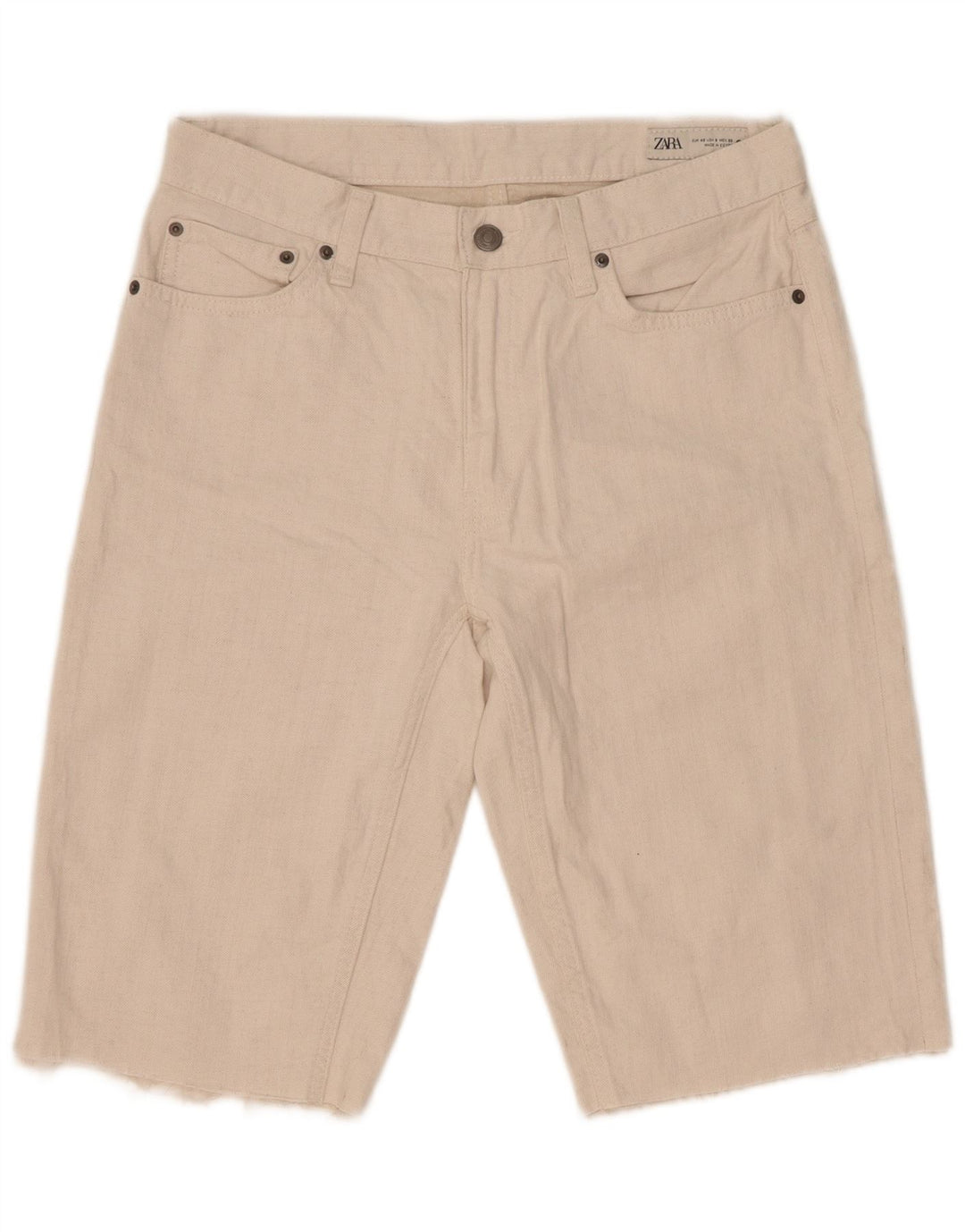 Zara Damen Jeansshorts EU 40 Medium W30 Weiße Baumwolle