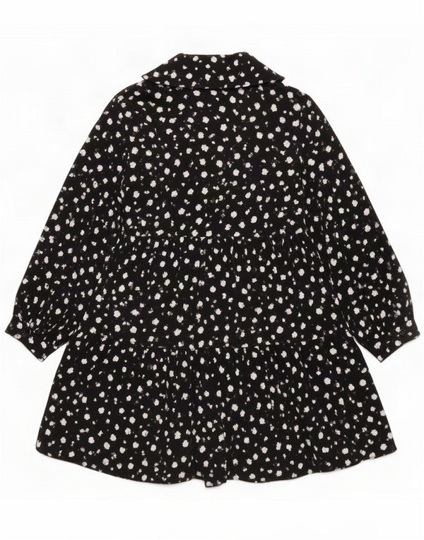 Zara Womens 3/4 Sleeve Tiered Dress UK 10 Small Black Floral