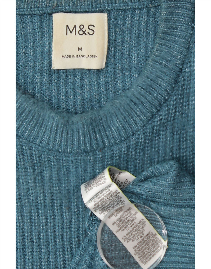 Marks & Spencer Herren-Pullover mit Rundhalsausschnitt, Mittelblau, Polyamid