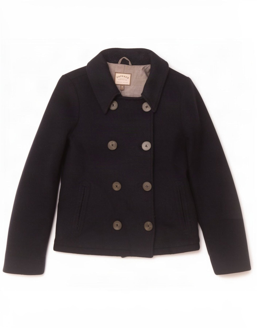 Fat Face Damen Pea Coat UK 10 Small Marineblaue Wolle