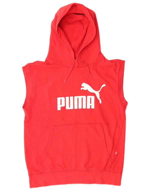 Puma Jungen-Kapuzenpullover mit Grafik, ärmellos, 13–14 Jahre, rote Baumwolle