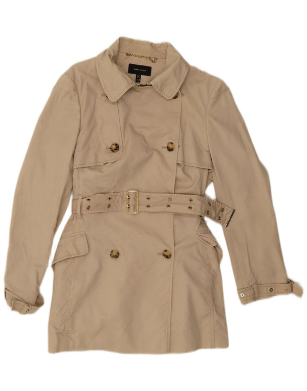 Karen Millen Damen Trenchcoat UK 10 Small Beige Baumwolle