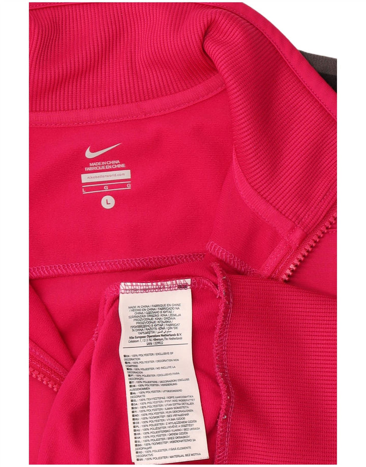 Nike Damen-Trainingsanzug-Top-Jacke, UK 14, groß, rosafarbenes Farbblock-Polyester