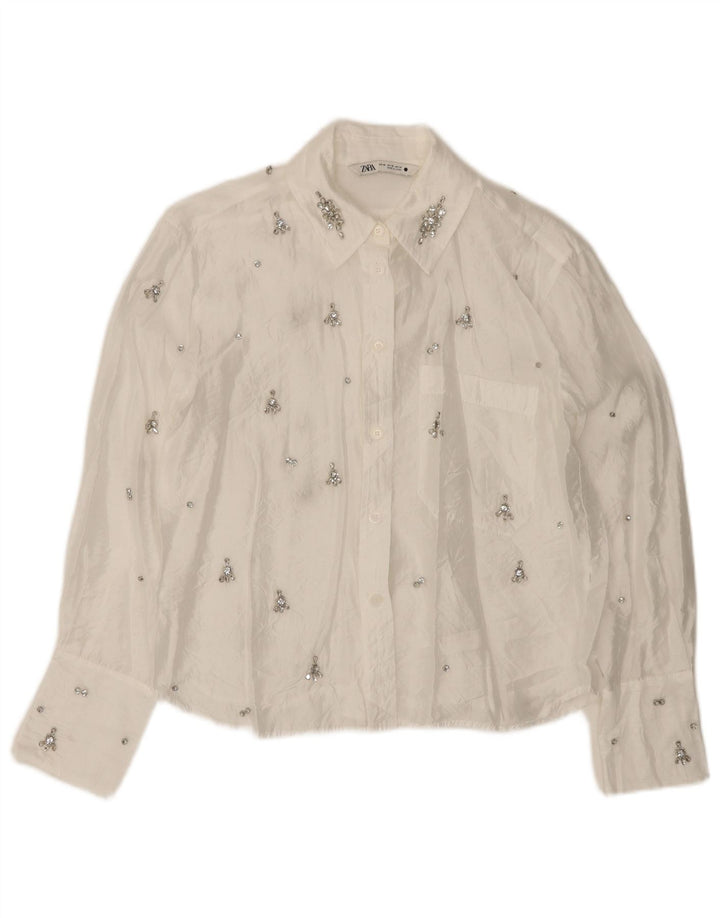 ZARA Damen Übergroße Hemdbluse UK 6 XS Weiß