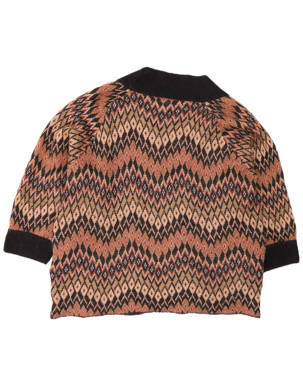 Topshop Damen-Strickjacke in Übergröße, offen, Größe UK 12, mittelbraun, geometrisch