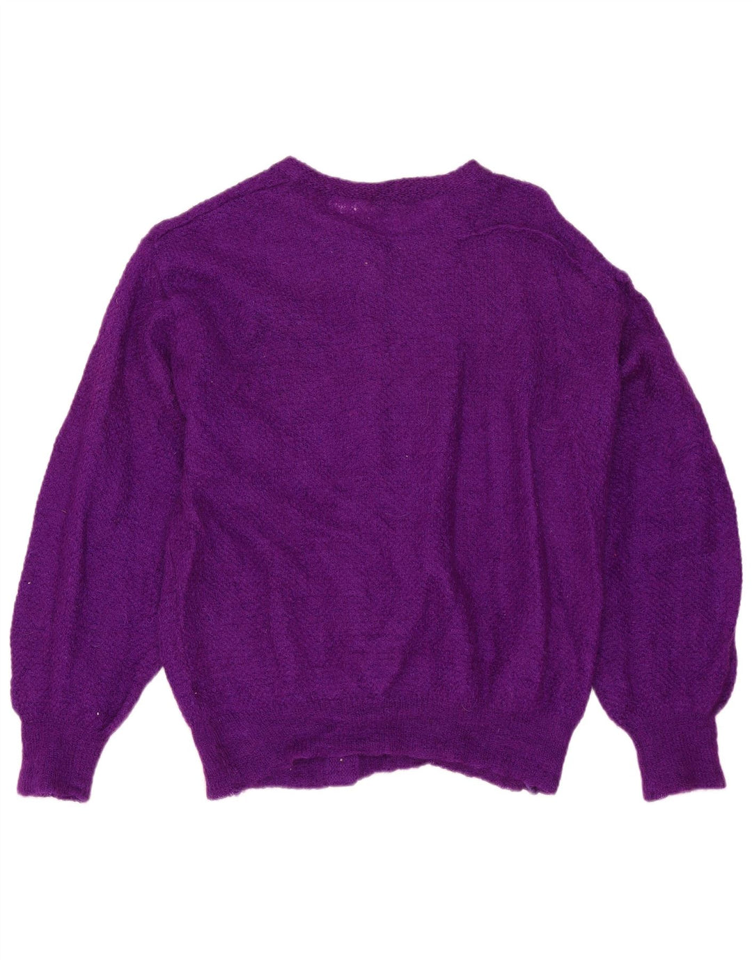 VINTAGE Damen Strickjacke Pullover UK 12 Mittellila Nylon