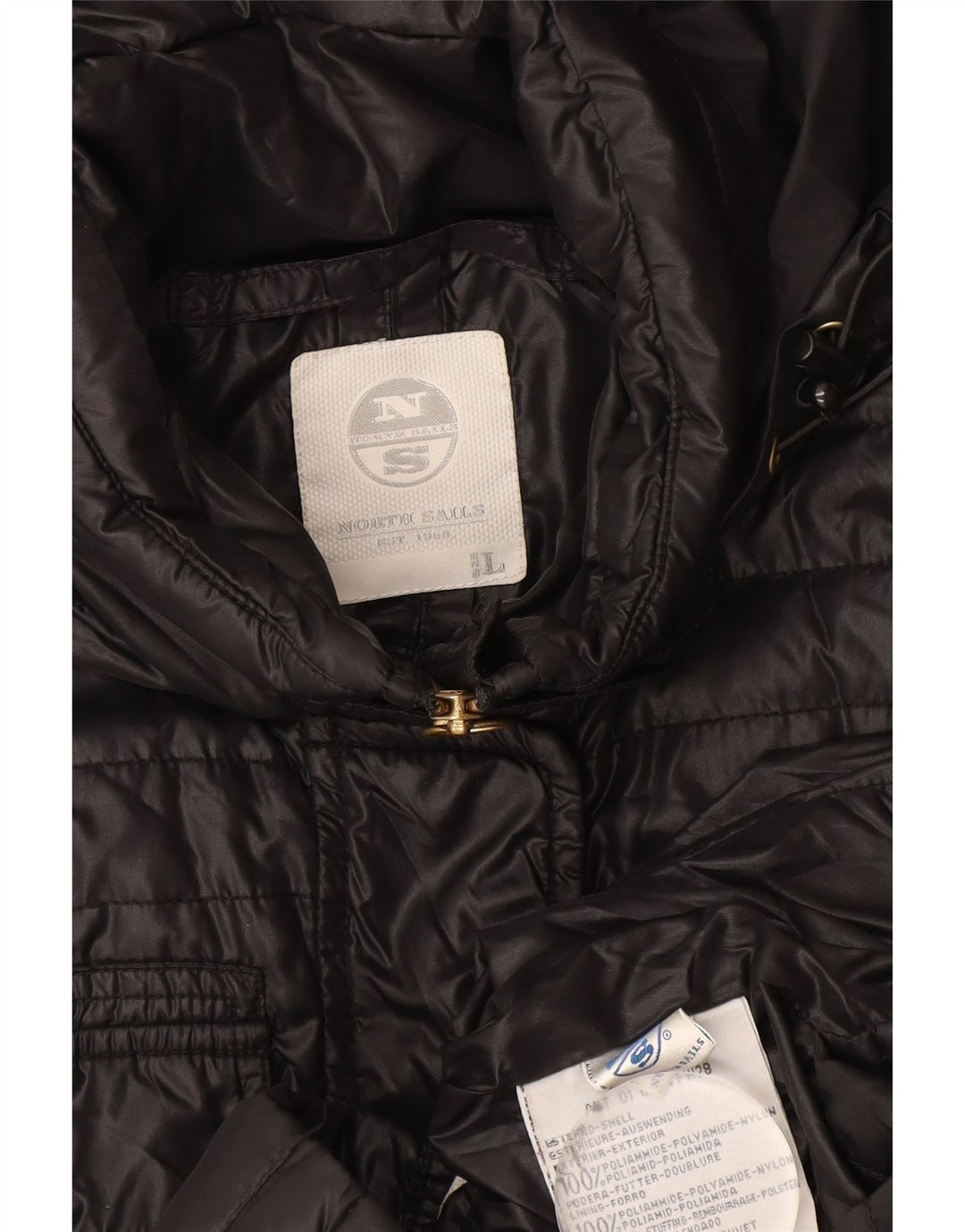 North Sails Damen-Jacke mit Kapuze, gepolstert, UK 16, Größe L, Schwarz, Polyamid