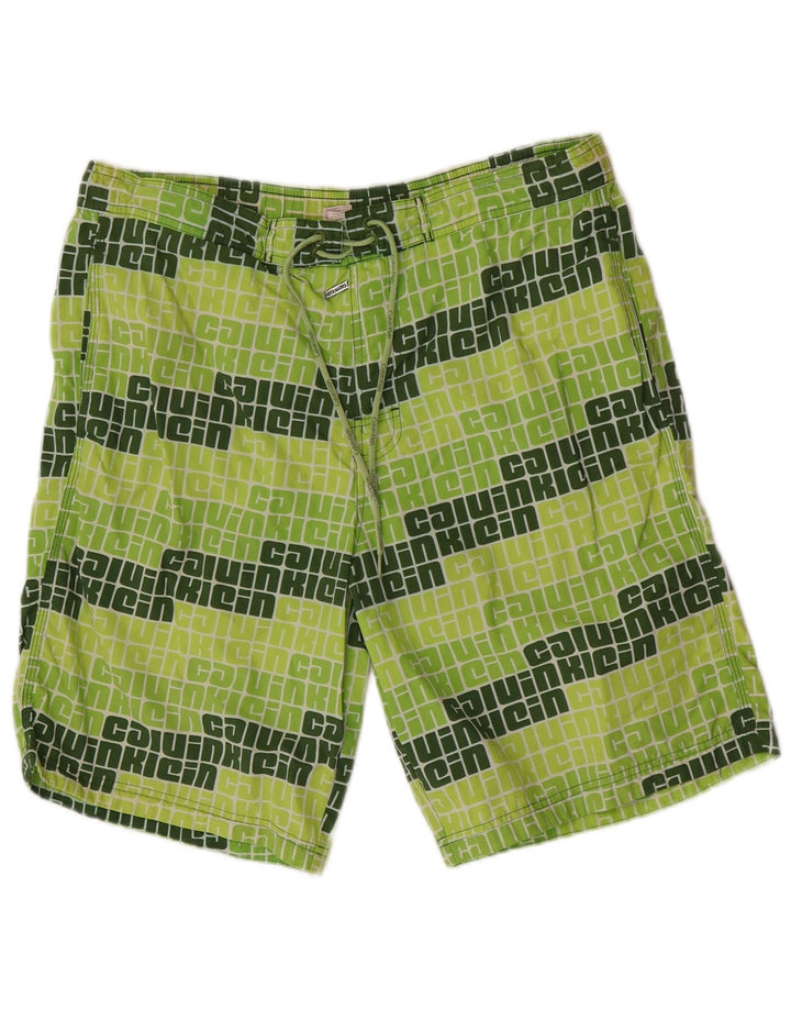 Calvin Klein Herren Badeshorts mit Grafik, groß, grünes Nylon