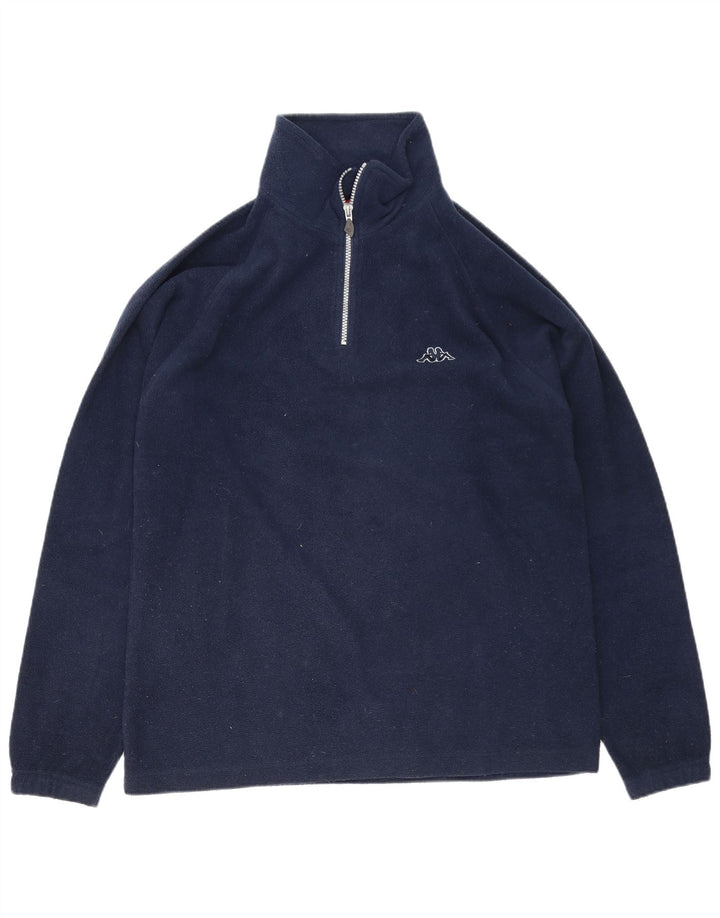 Kappa Herren-Fleecepullover mit Reißverschluss am Hals, mittleres marineblaues Polyester