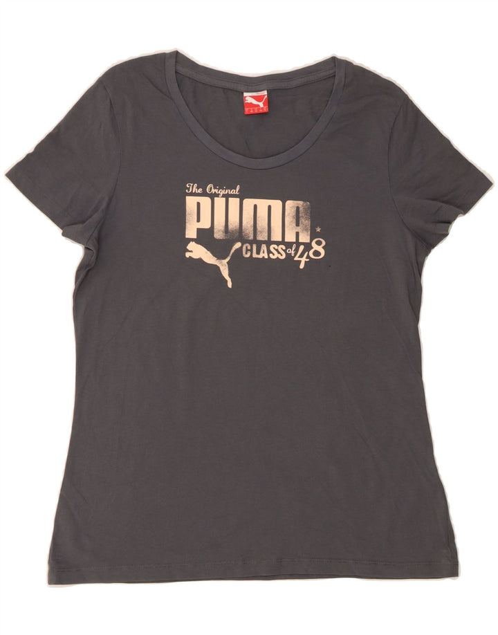 PUMA Womens Graphic T-Shirt Top UK 14 Medium Grey Vintage Puma and Second-Hand Puma from Messina Hembry 
