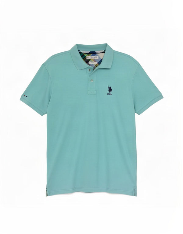 U.S. Polo Assn. Slim-Fit-Poloshirt für Herren, Größe S, Türkis, Baumwolle