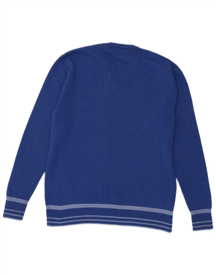 Kickers Herren-Pullover mit V-Ausschnitt aus mittelblauer Wolle