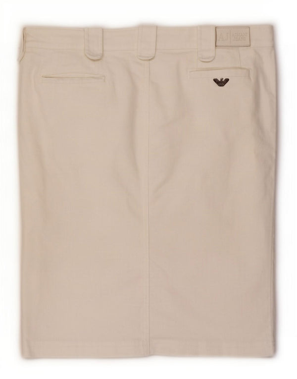 Armani Damen Jeansrock UK 16 Large W34 Off White Cotton
