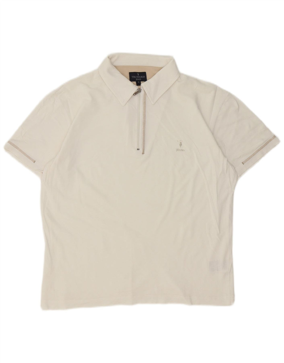 Trussardi Jeans Herren-Poloshirt, Größe S, weiße Baumwolle