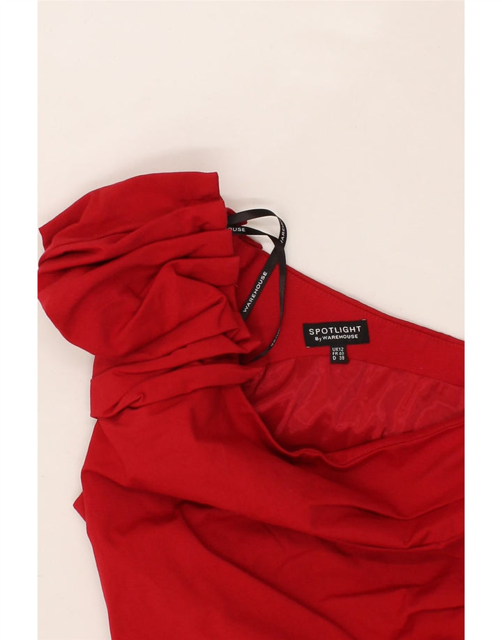 WAREHOUSE Womens One Shoulder Dress UK 12 Medium Red Polyamide Vintage Warehouse and Second-Hand Warehouse from Messina Hembry 