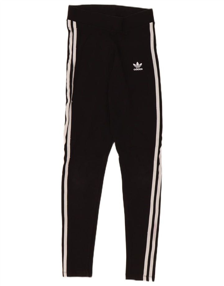 ADIDAS Damen Leggings UK 10 Small Schwarz Baumwolle