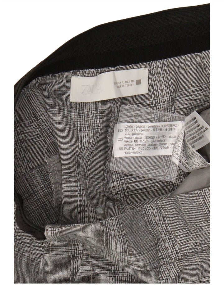 Zara Slim Chino-Hose für Damen, groß, W30, L27, grau kariertes Polyester