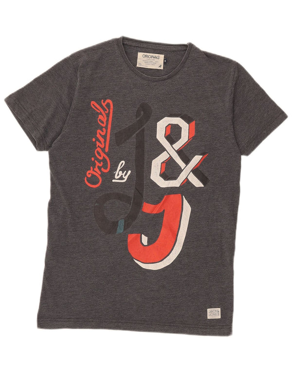 Jack & Jones Herren-T-Shirt mit Grafik, mittelgraue Baumwolle