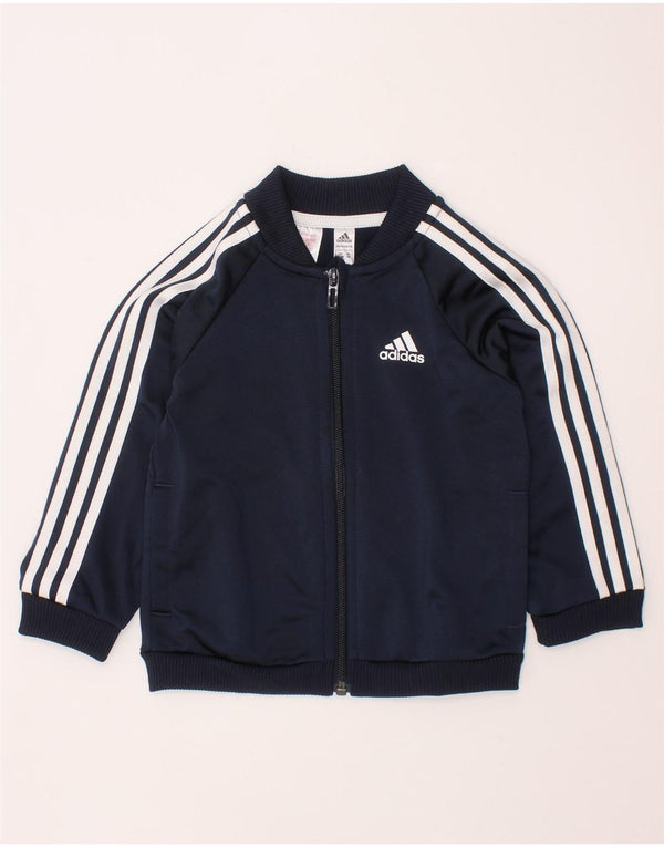 ADIDAS Baby-Jungen-Trainingsanzug, Top-Jacke, 12–18 Monate, marineblaues Polyester