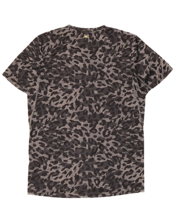 Adidas Herren Aeroready T-Shirt Top Small Graues Polyester mit Animal-Print