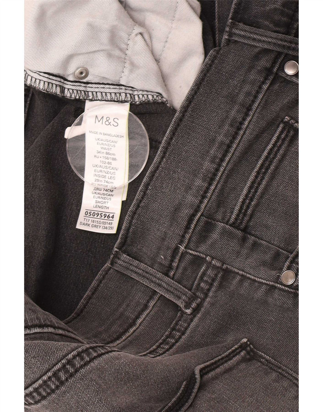 Marks & Spencer Slim-Jeans für Herren, W34, L29, graue Baumwolle