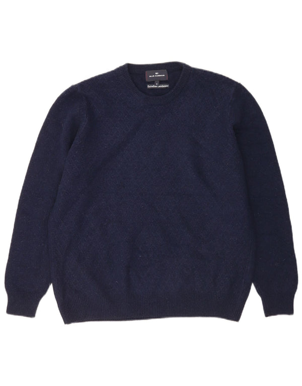 Marks & Spencer Herren Blauer Harbour-Pullover mit Rundhalsausschnitt, Mittelmarineblau