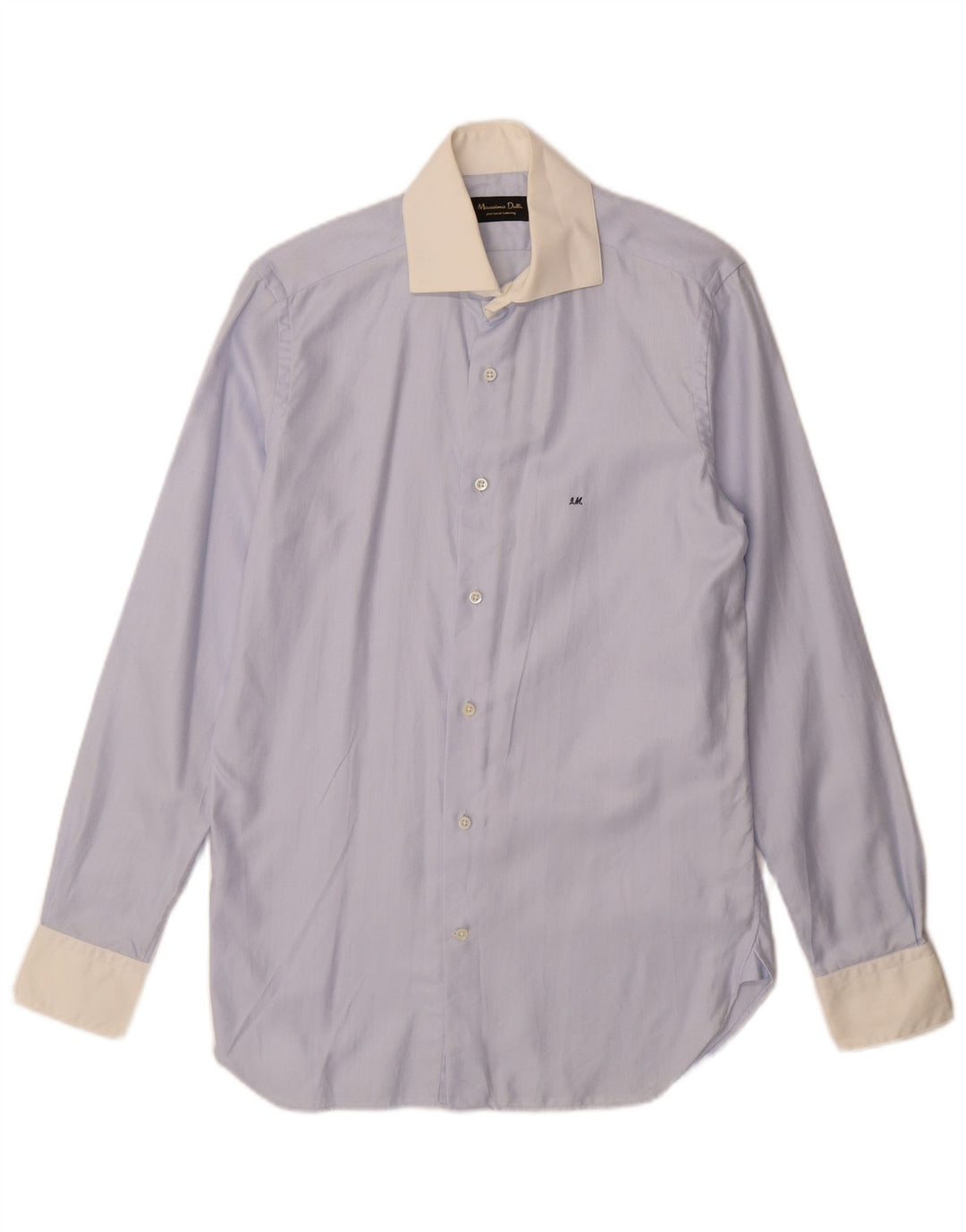 Massimo Dutti Herrenhemd Größe 38 15 Mittelblaues Fischgrätenmuster