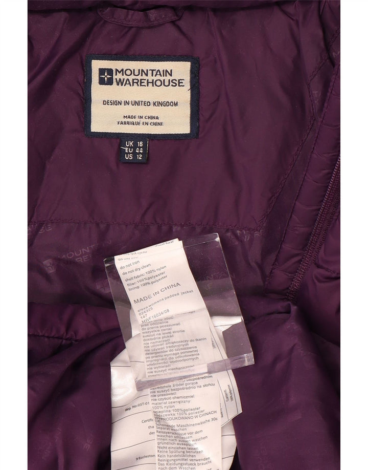 MOUNTAIN WAREHOUSE Wattierter Damenmantel mit Kapuze, UK 16, Größe S, Lila, Nylon