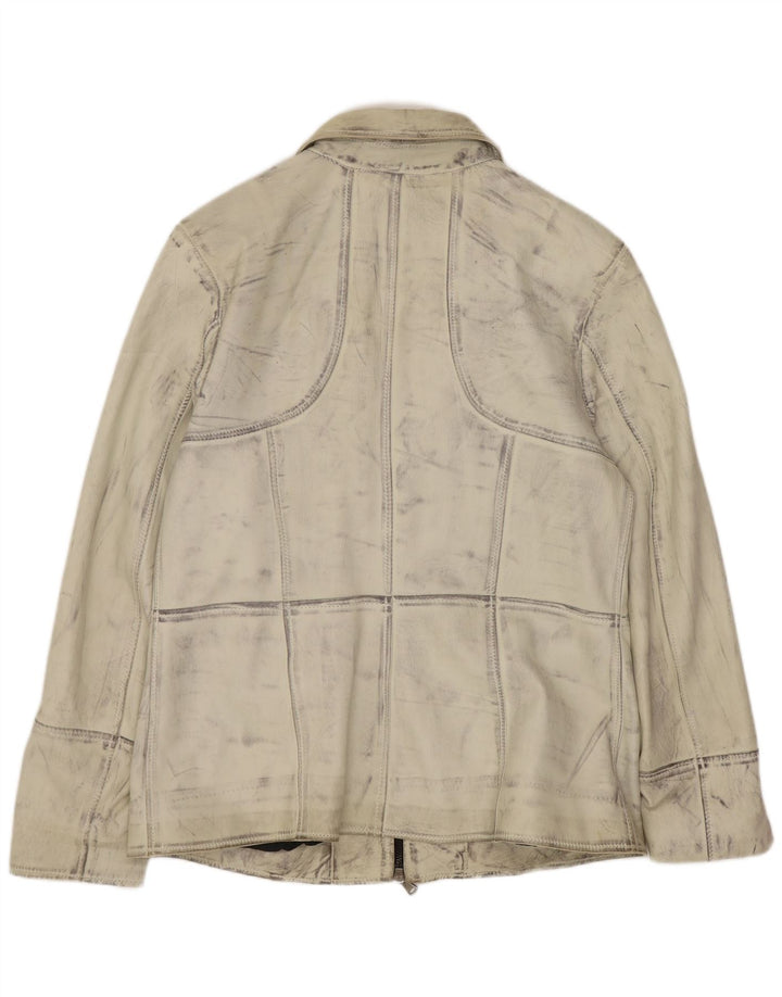Vintage Damen Lederjacke UK 16 Large Off White