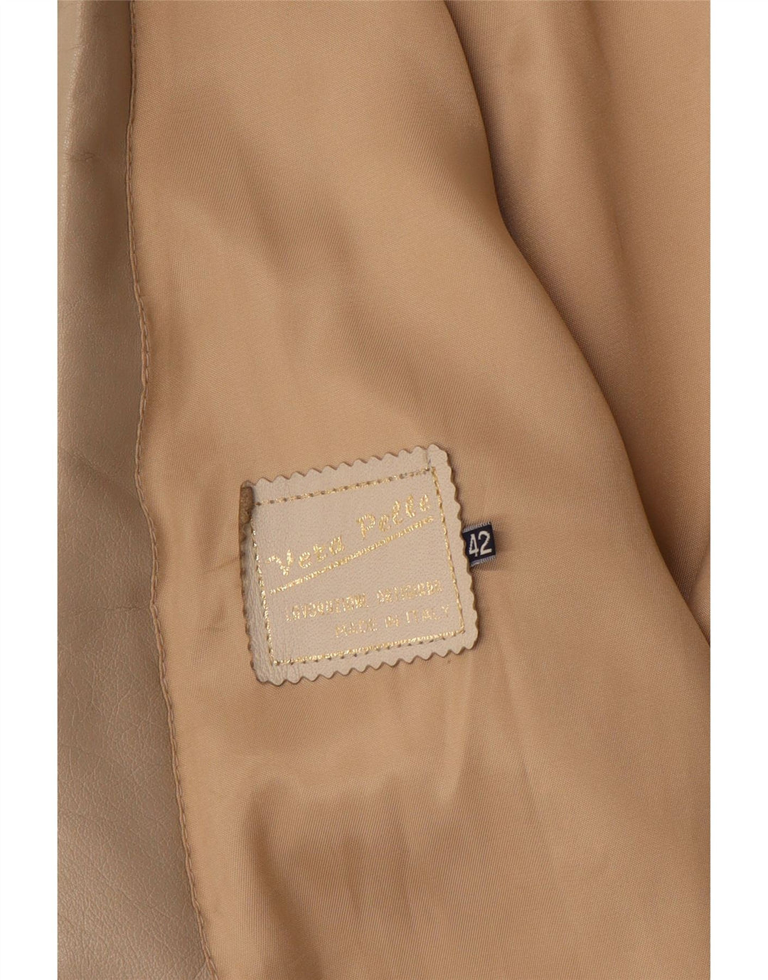 Vintage Damen 1 Knopf Leder Blazer Jacke IT 42 Medium Beige Leder