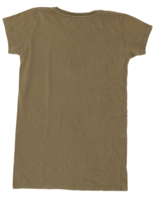 Calvin Klein Jeans Damen Grafik T-Shirt Top UK 10 Small Khaki