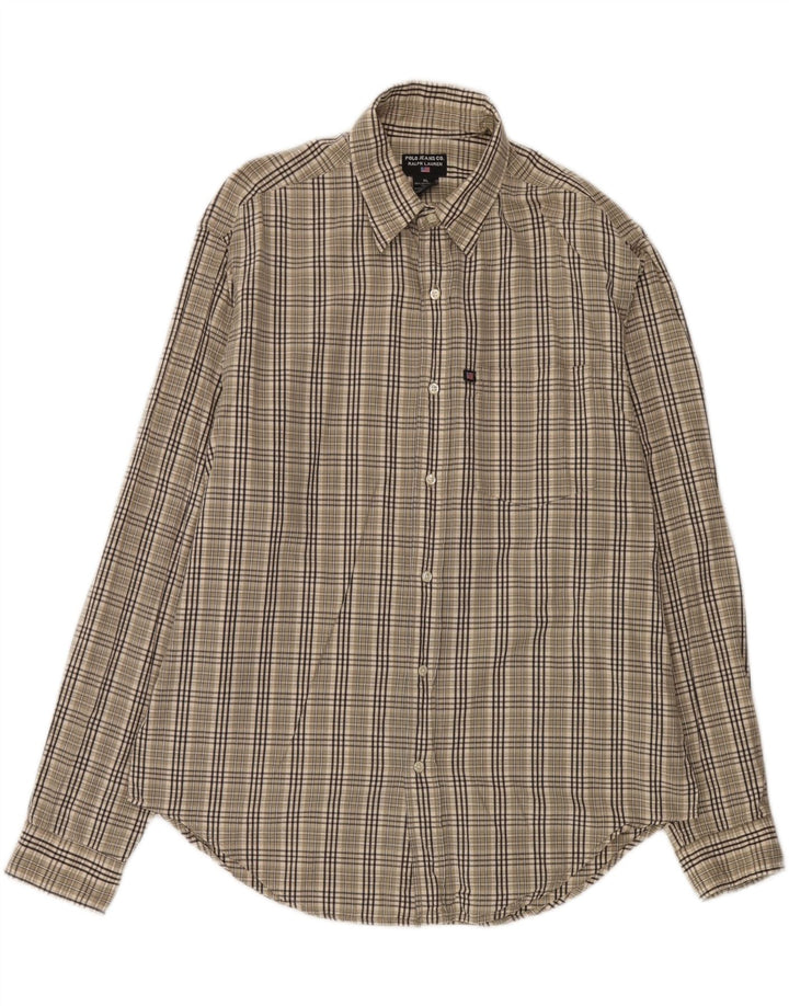 Ralph Lauren Herrenhemd XL Beige kariert Baumwolle