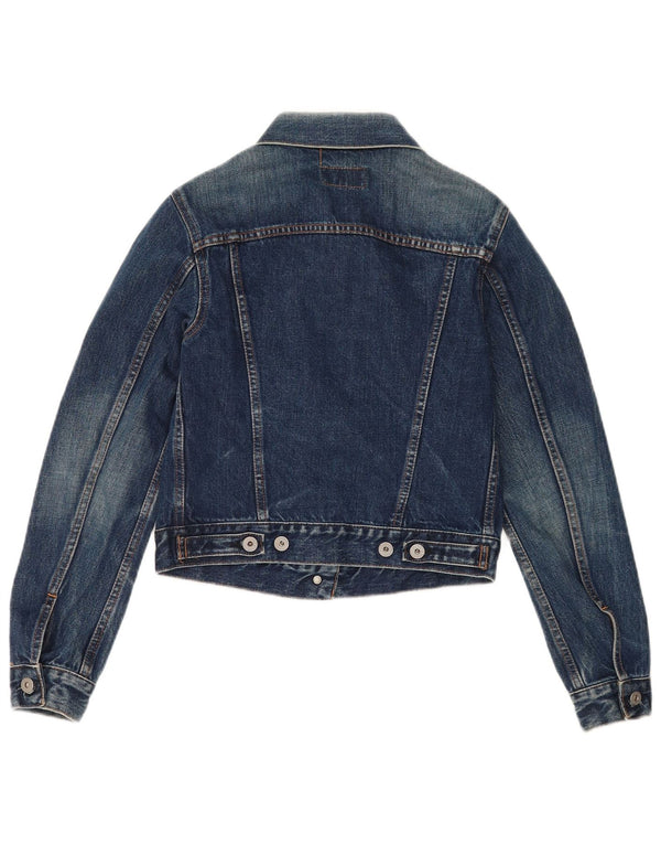 Replay Damen Crop Jeansjacke UK 12 Mittelblaue Baumwolle