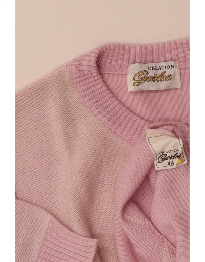 Vintage Damen Pullover mit Rundhalsausschnitt IT 44 Medium Pink Floral